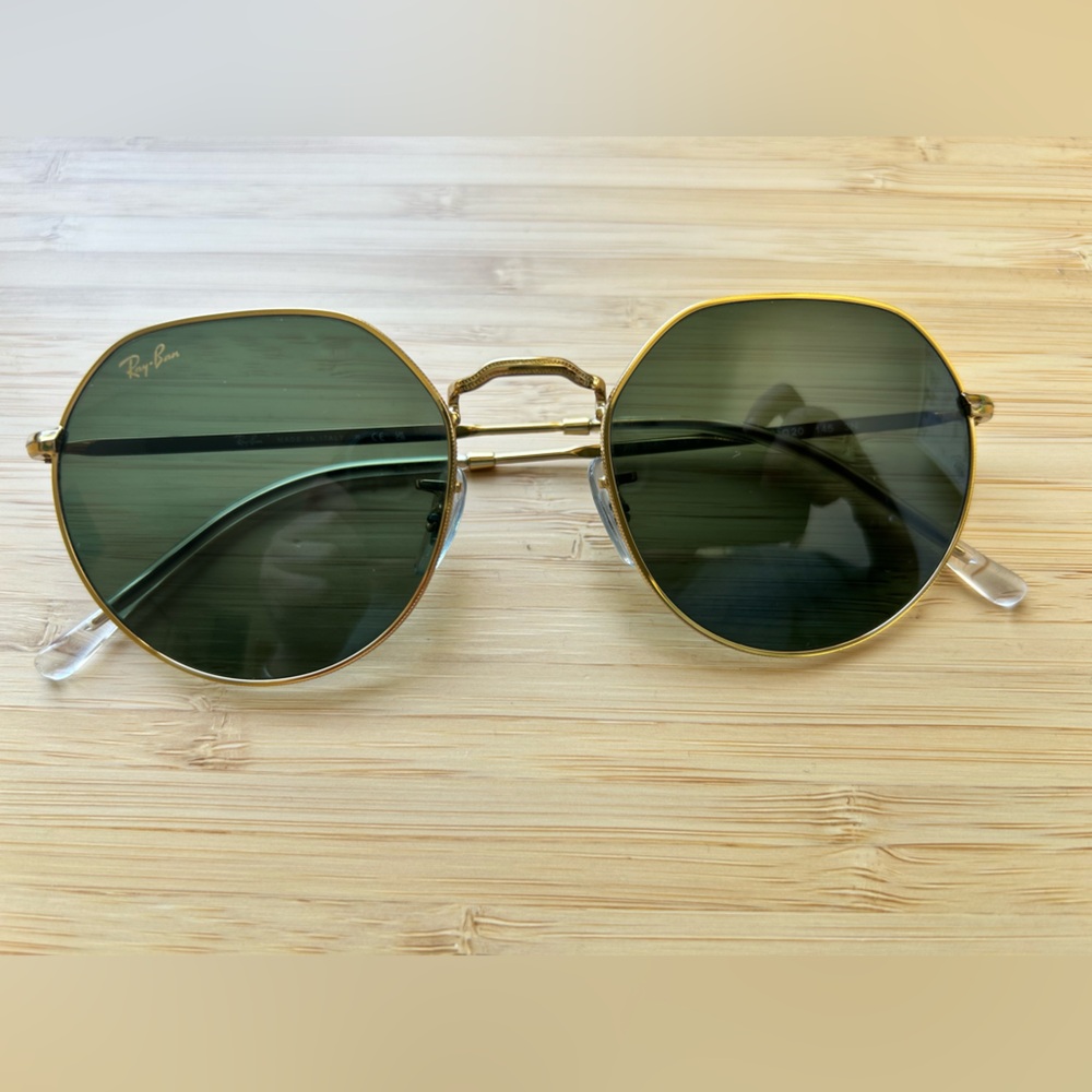 Ray-Ban Jack Geometric Gold Frame with Green Lenses